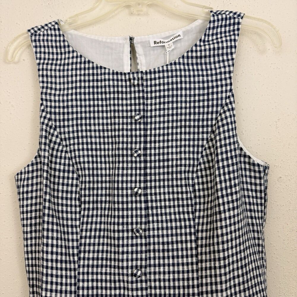 Reformation Black and White Gingham Mini Dress - Picture 3 of 11